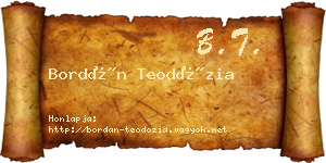Bordán Teodózia névjegykártya
